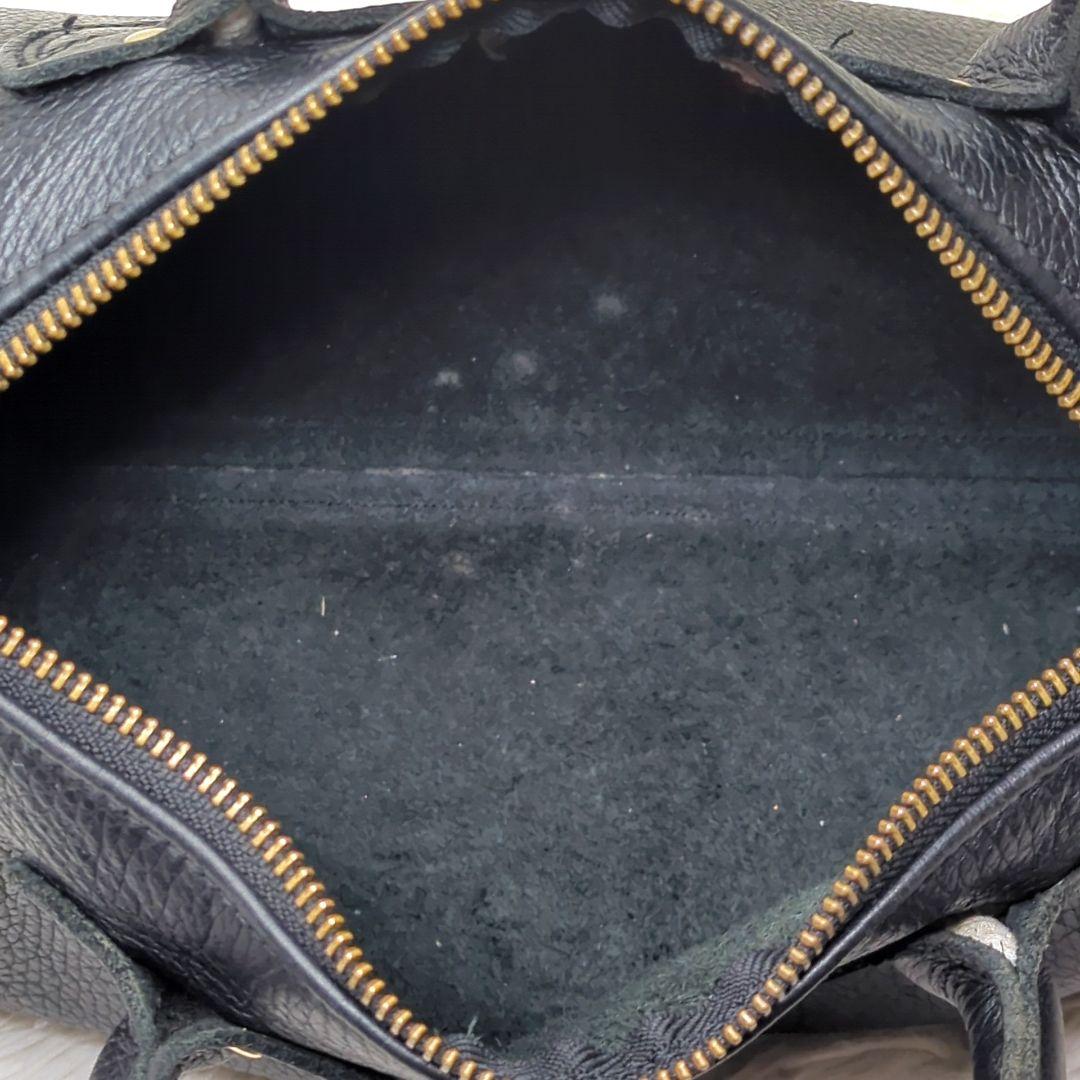 美品✨ヤング＆オルセン ミニボストン シボ革 黒 ゴールド金具 フレームワーク