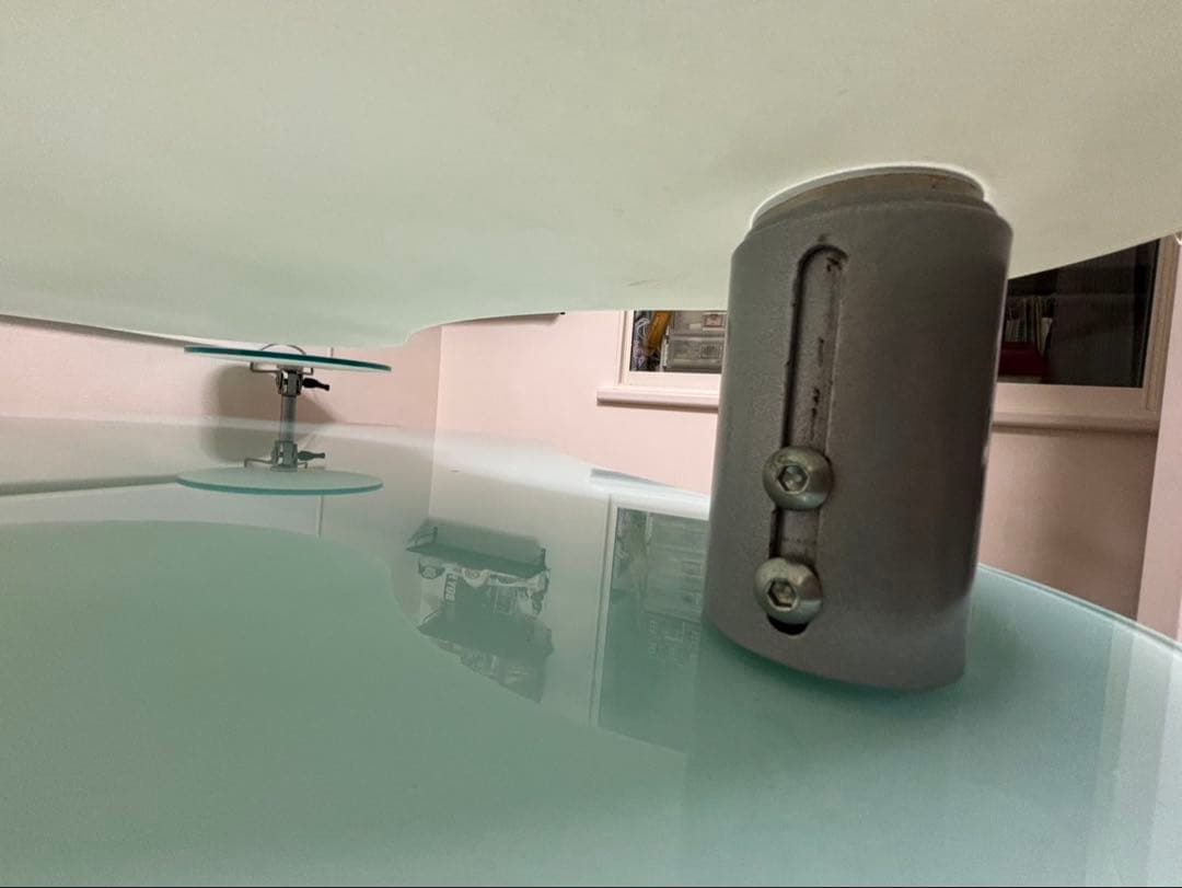 ヤマギワ購入 ガラス製デザインデスク PCデスク モダンデザイン 名古屋引取歓迎