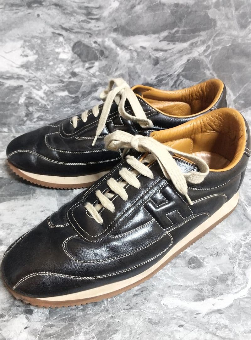 【美品】HERMES（エルメス）クイックHロゴ/メンズレザースニーカー/正規品