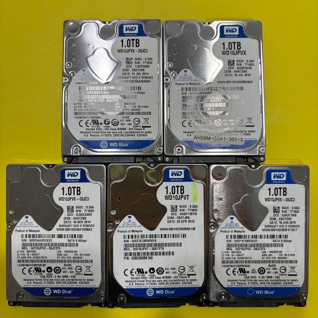 【1TB】【Western Digital製 統一】★2.5インチ★内臓HDD★