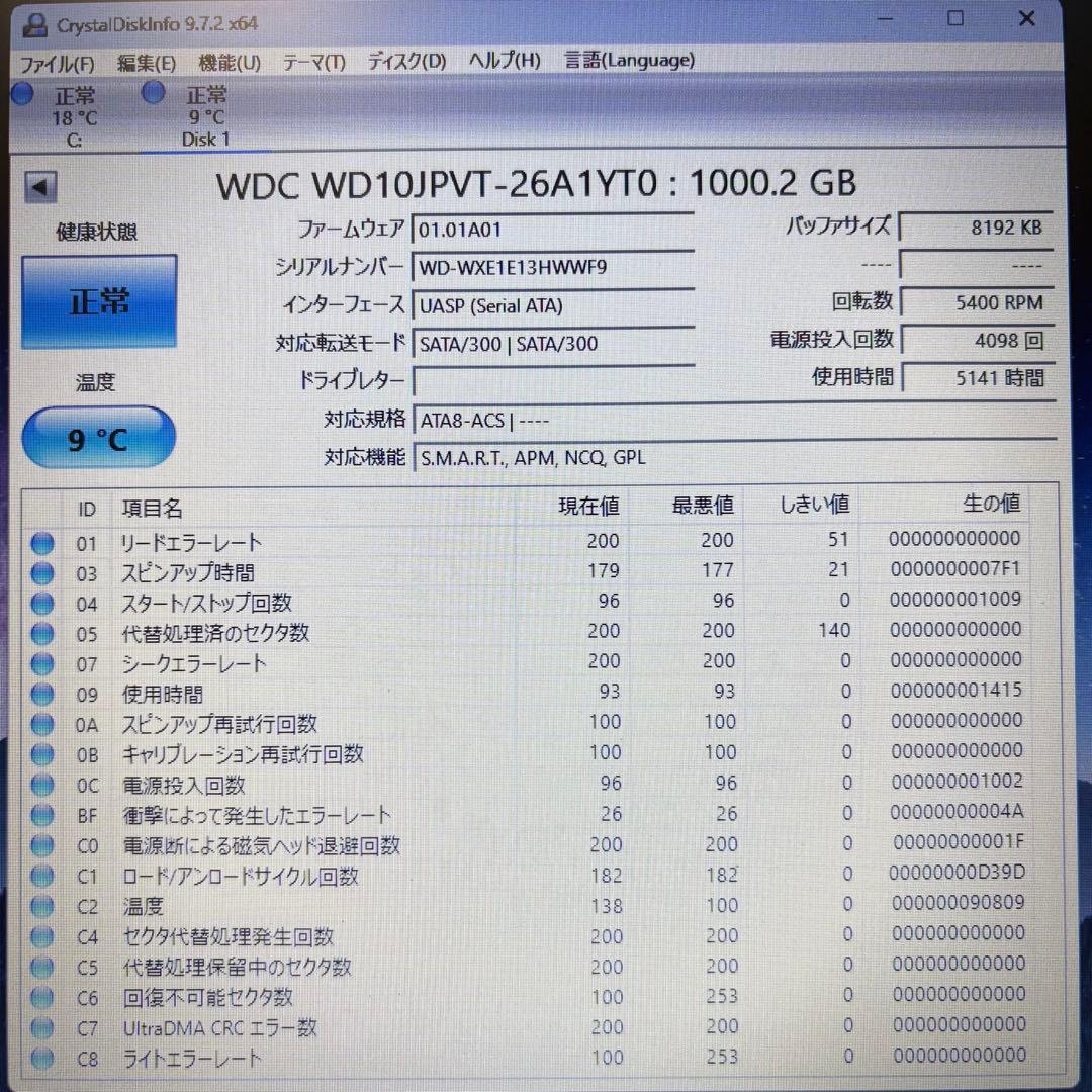 【1TB】【Western Digital製 統一】★2.5インチ★内臓HDD★
