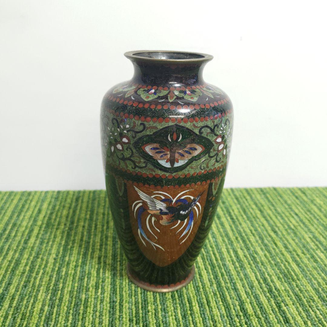 七宝焼 鳳凰紋 花 瓶 華道具 花入花生飾り瓶花器