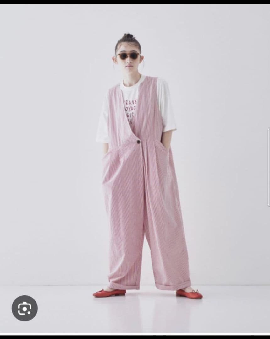 nest Robe it’sMe　サッカーストライプサロペット　赤