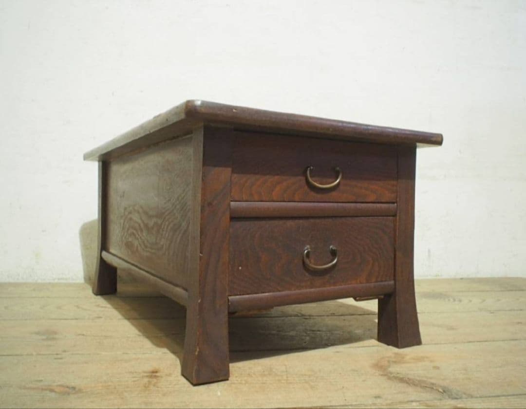 1080 アンティーク　両面収納のローテーブル　文机　陳列台　引き出し　レトロ