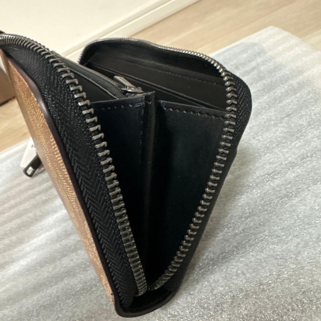 COACH メンズ 長財布 タン PVC ファスナー 新品