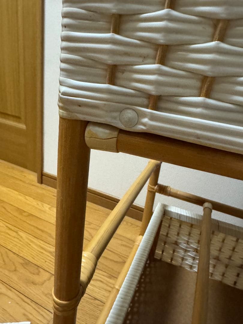 ミッフィー　ピンク　籐ラタン　大型 蓋付 バスケット3段　昭和レトロ　レア　希少