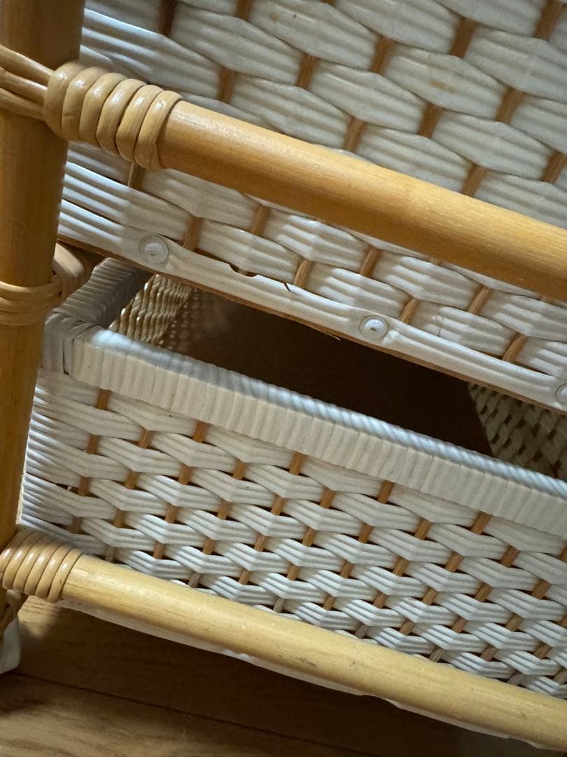 ミッフィー　ピンク　籐ラタン　大型 蓋付 バスケット3段　昭和レトロ　レア　希少