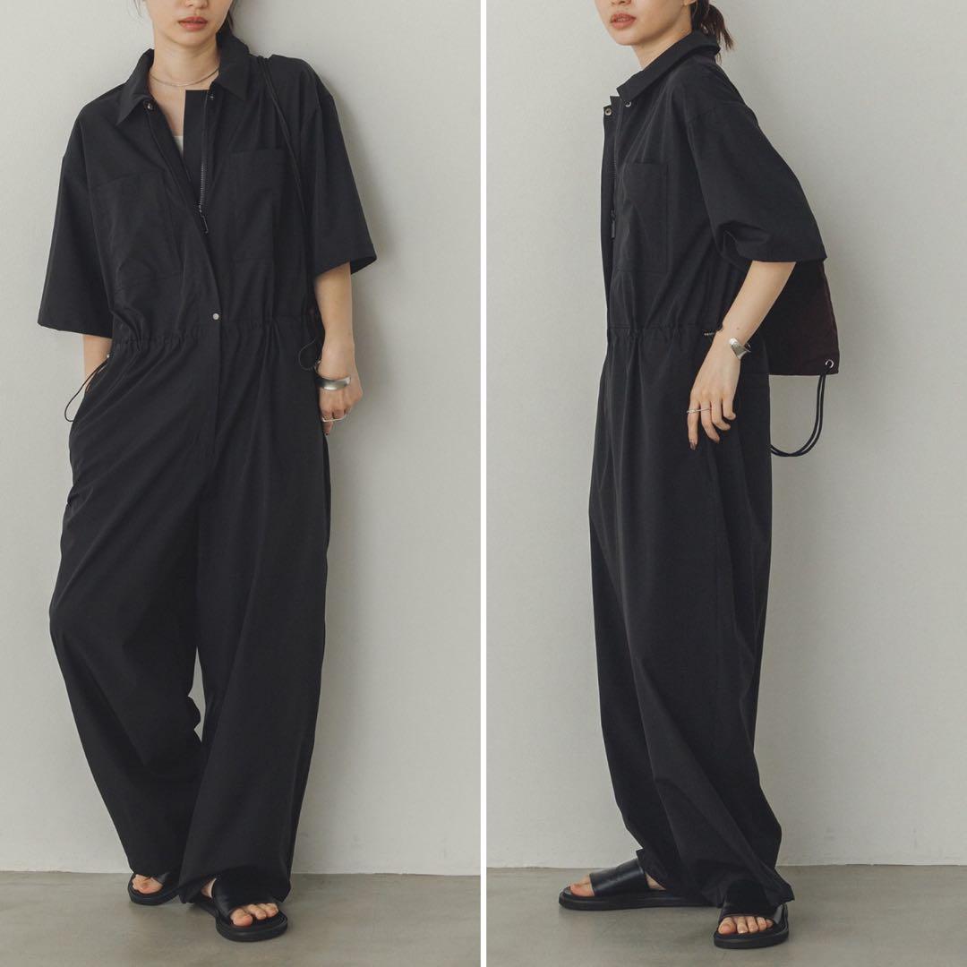 hunch 接触冷感 ジャンプスーツ サロペット オールインワン ブラック