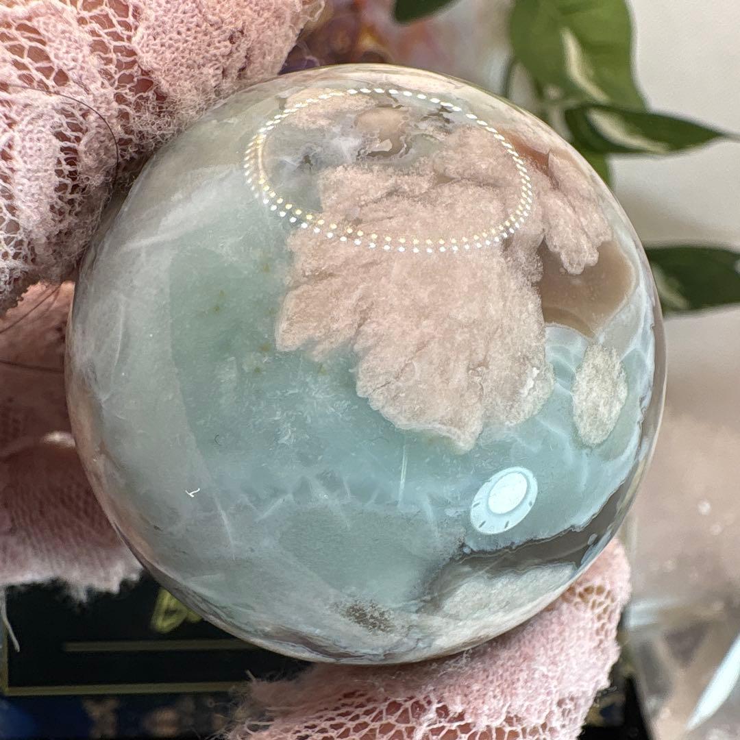 kei☆レア♡高品質グリーン桜瑪瑙スフィアNo.1720 Big