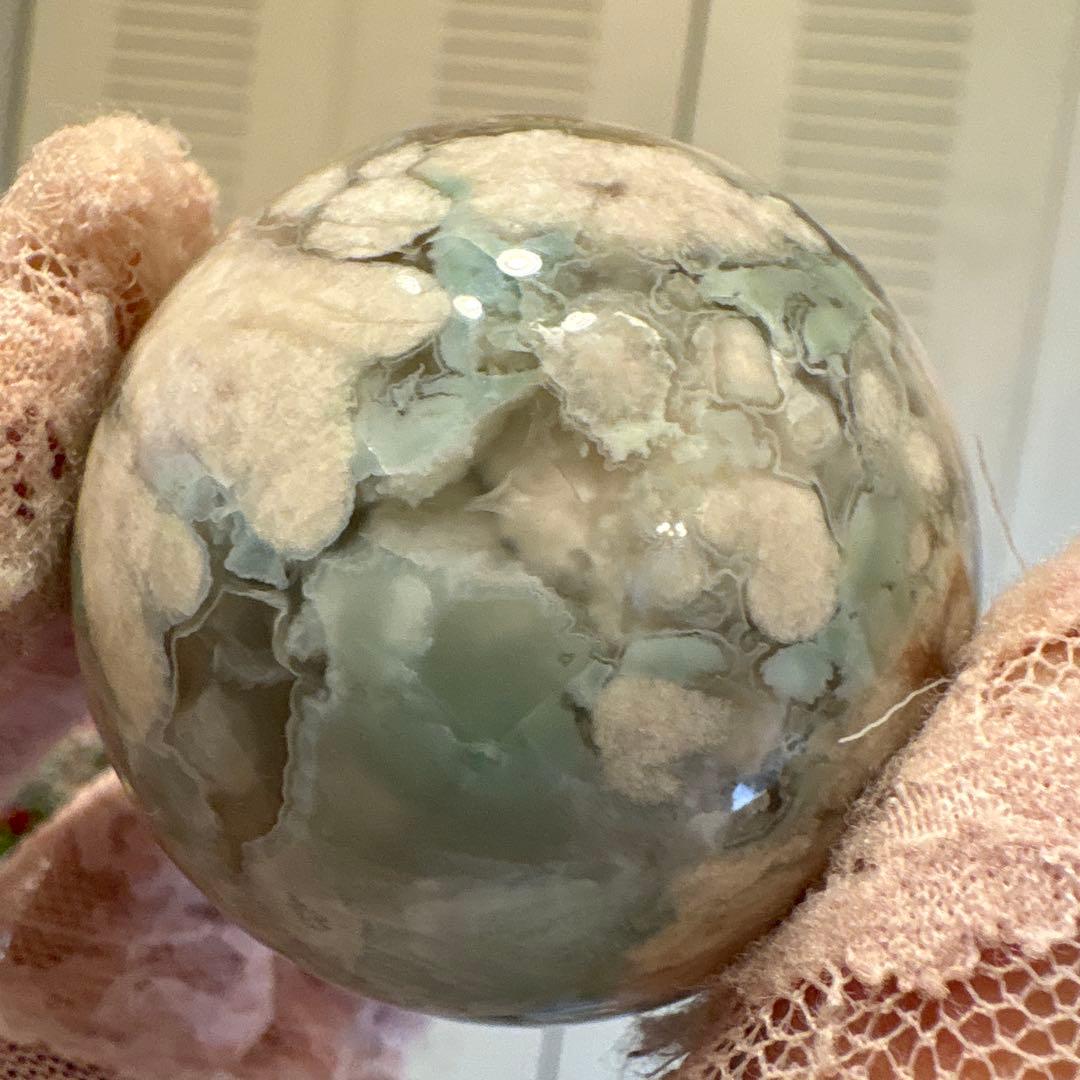 kei☆レア♡高品質グリーン桜瑪瑙スフィアNo.1720 Big