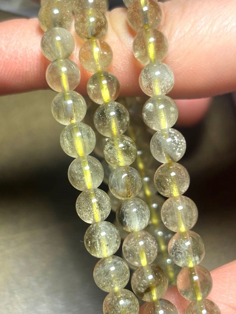 ブラックリビアン3連ブレスレット約6.3㎜（新品未使用）高品質クリストバライト入