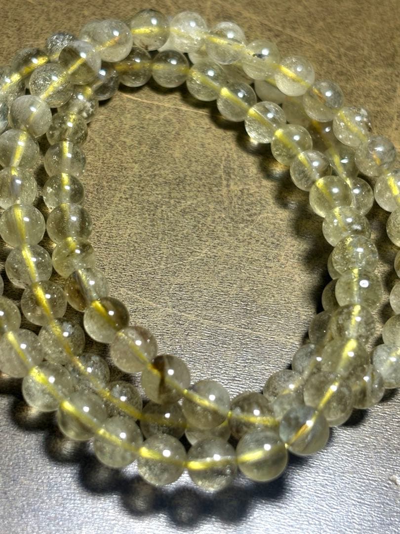 ブラックリビアン3連ブレスレット約6.3㎜（新品未使用）高品質クリストバライト入