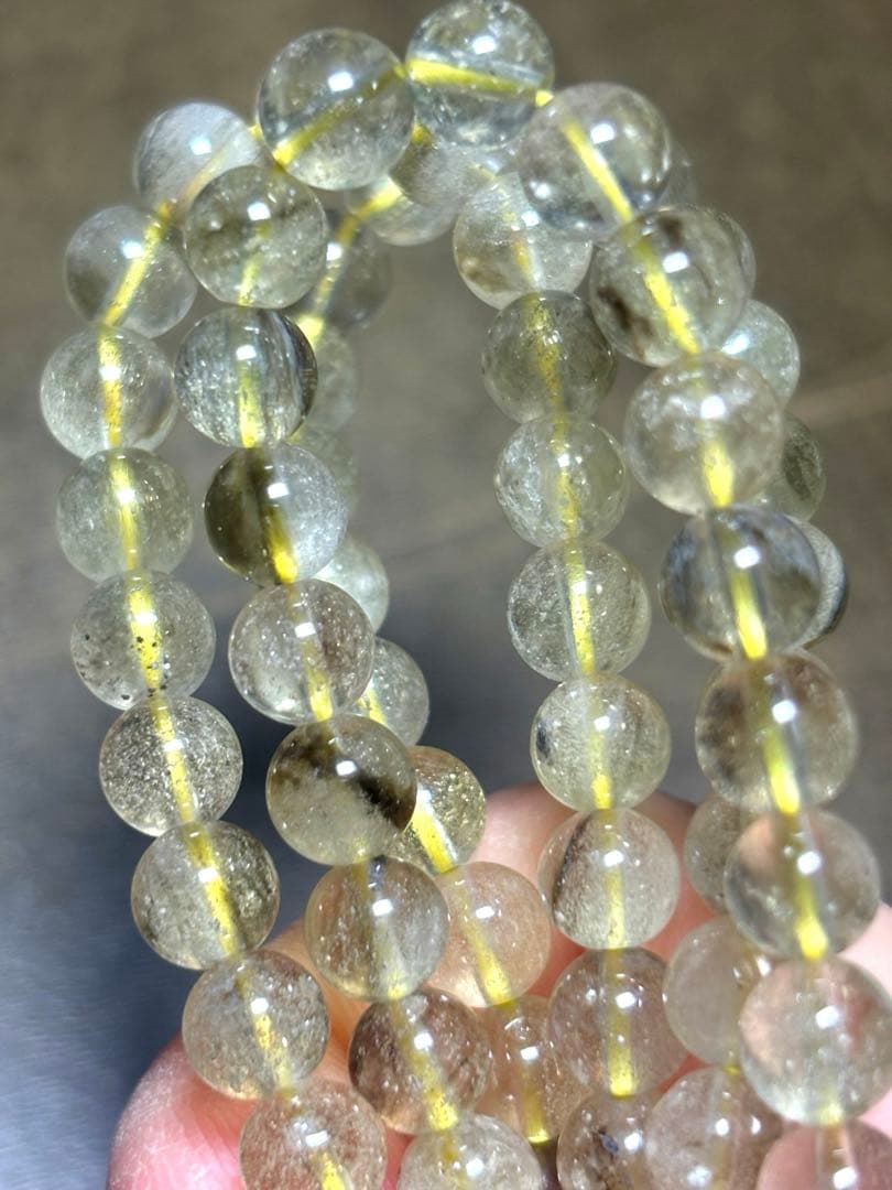 ブラックリビアン3連ブレスレット約6.3㎜（新品未使用）高品質クリストバライト入