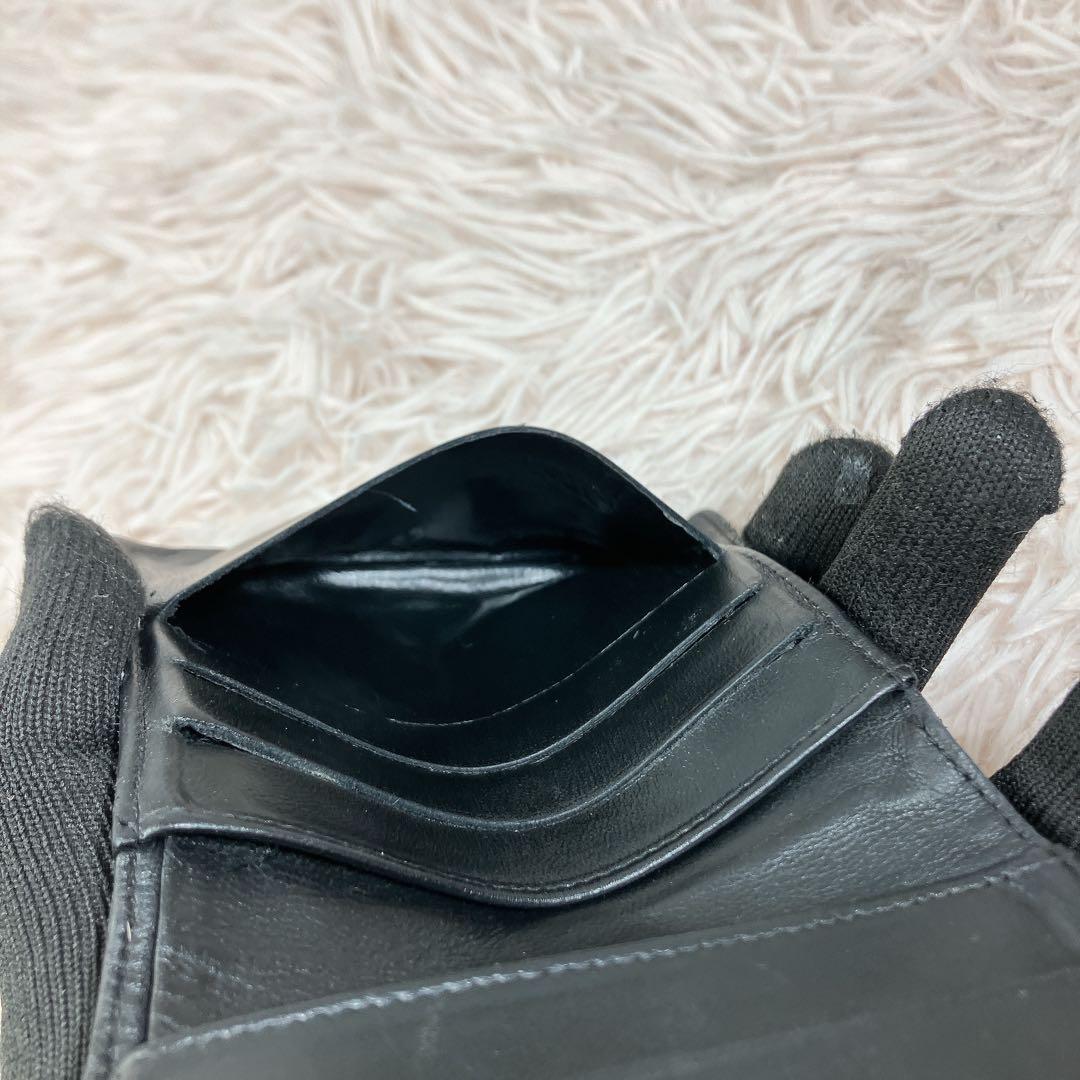 CHANEL シャネル ココ ラムレザー 二つ折り ブラック Wホック