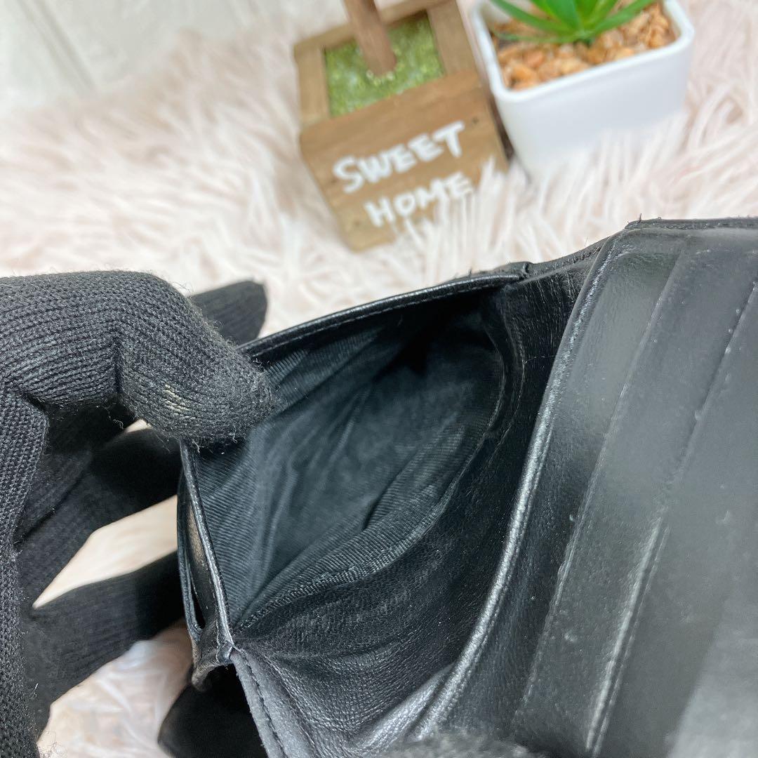 CHANEL シャネル ココ ラムレザー 二つ折り ブラック Wホック