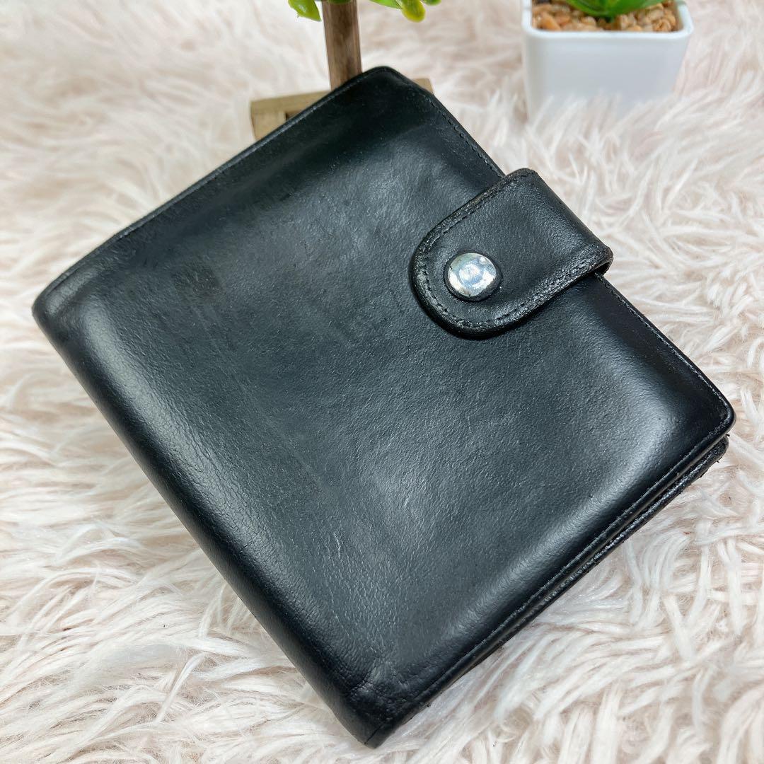 CHANEL シャネル ココ ラムレザー 二つ折り ブラック Wホック