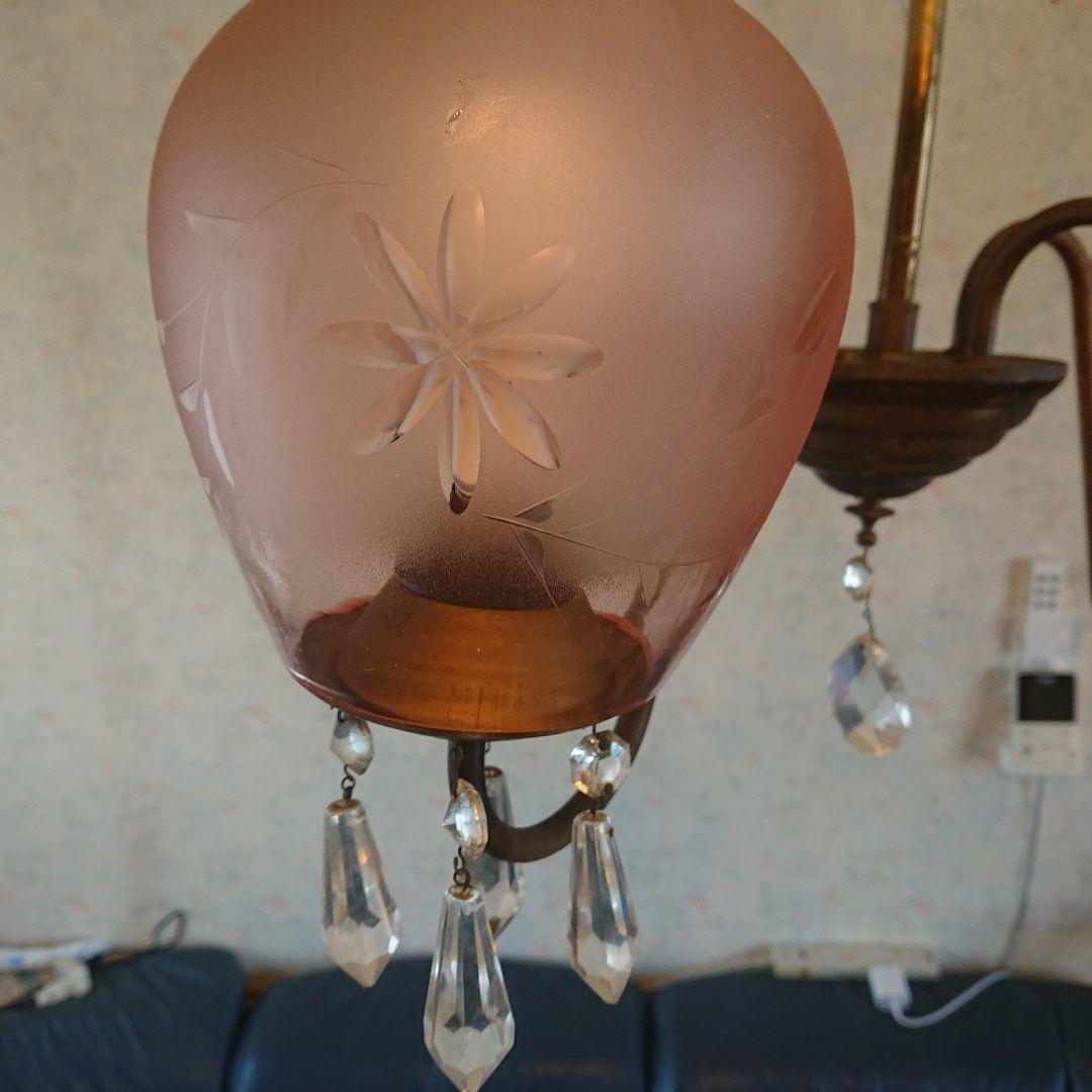 アンティーク ピンク花模様シャンデリア