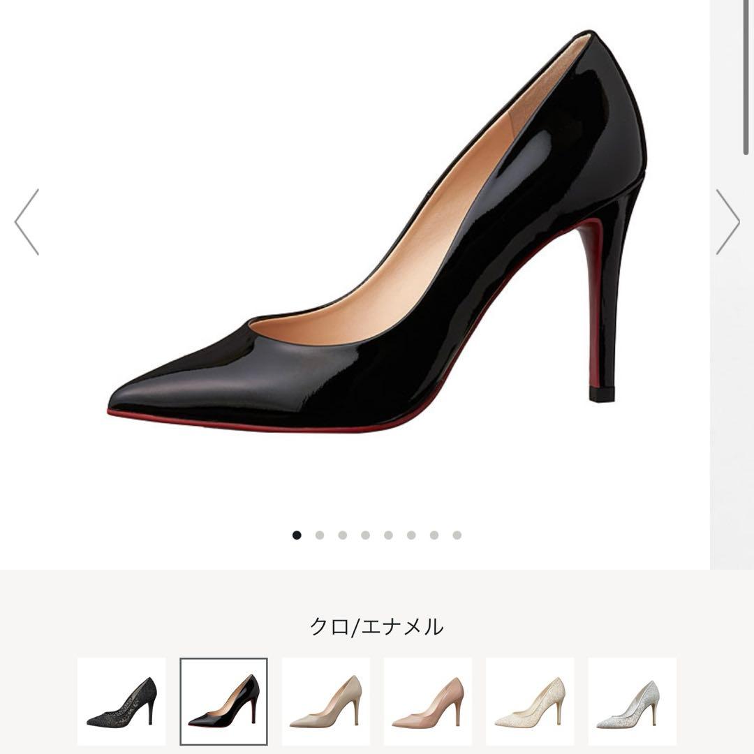 【美品】DIANA ブラック ポインテッドトゥハイヒール レッドソールエナメル