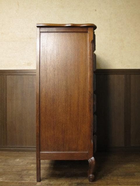 ルーマニア製 オーク材 猫脚 クラシック 6ドロアー 彫刻 チェスト/整理タンス