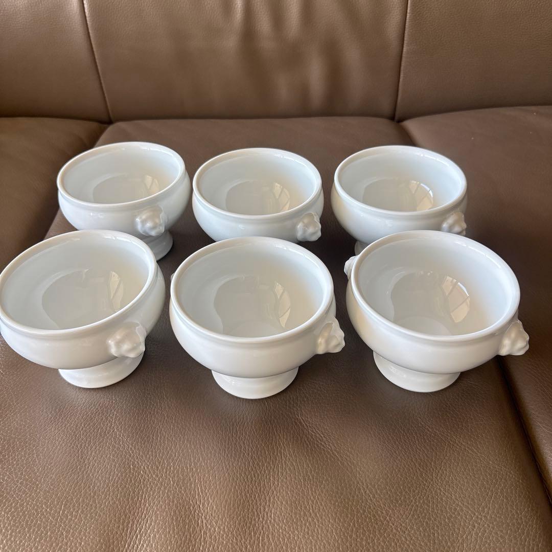 ライオンヘッド陶器スープボウル6個セット