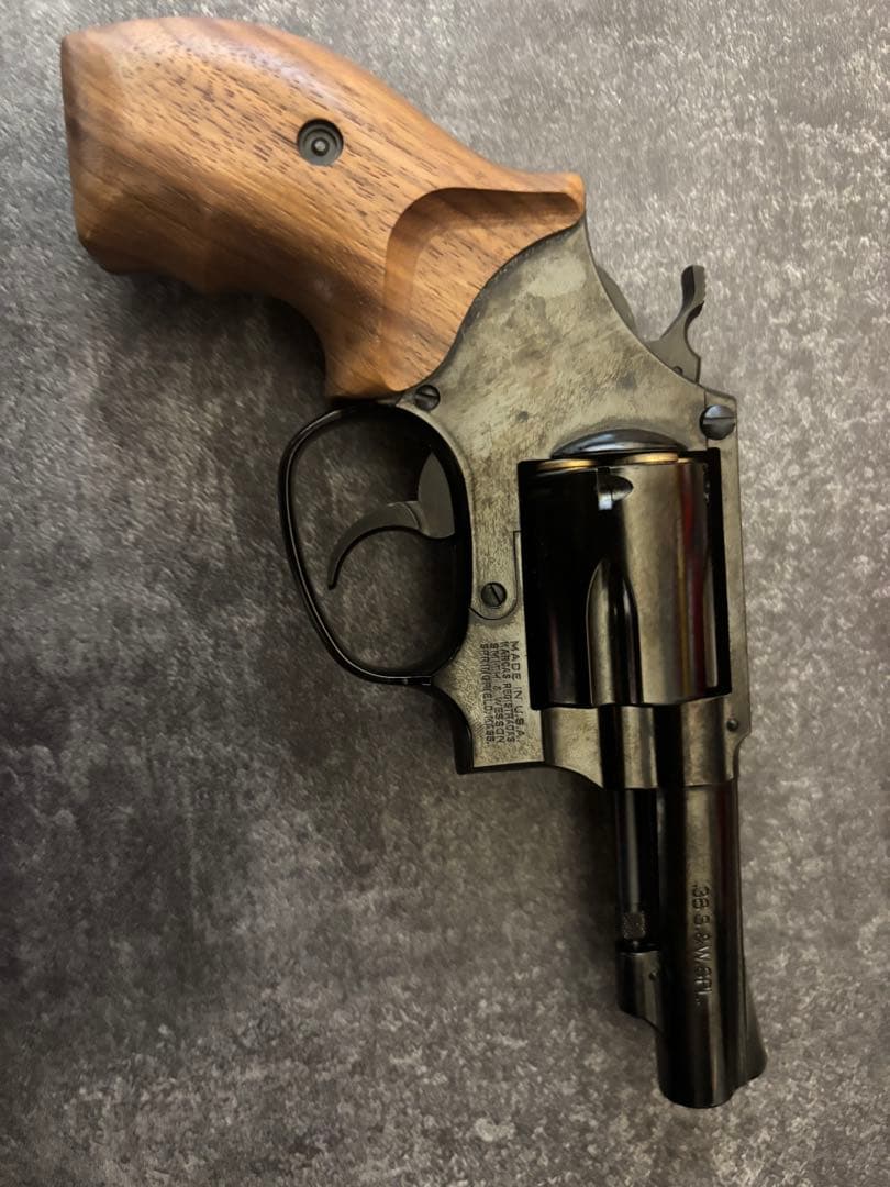 ガスガン　M36 3インチ　WディープブラックABS 木製グリップ仕様