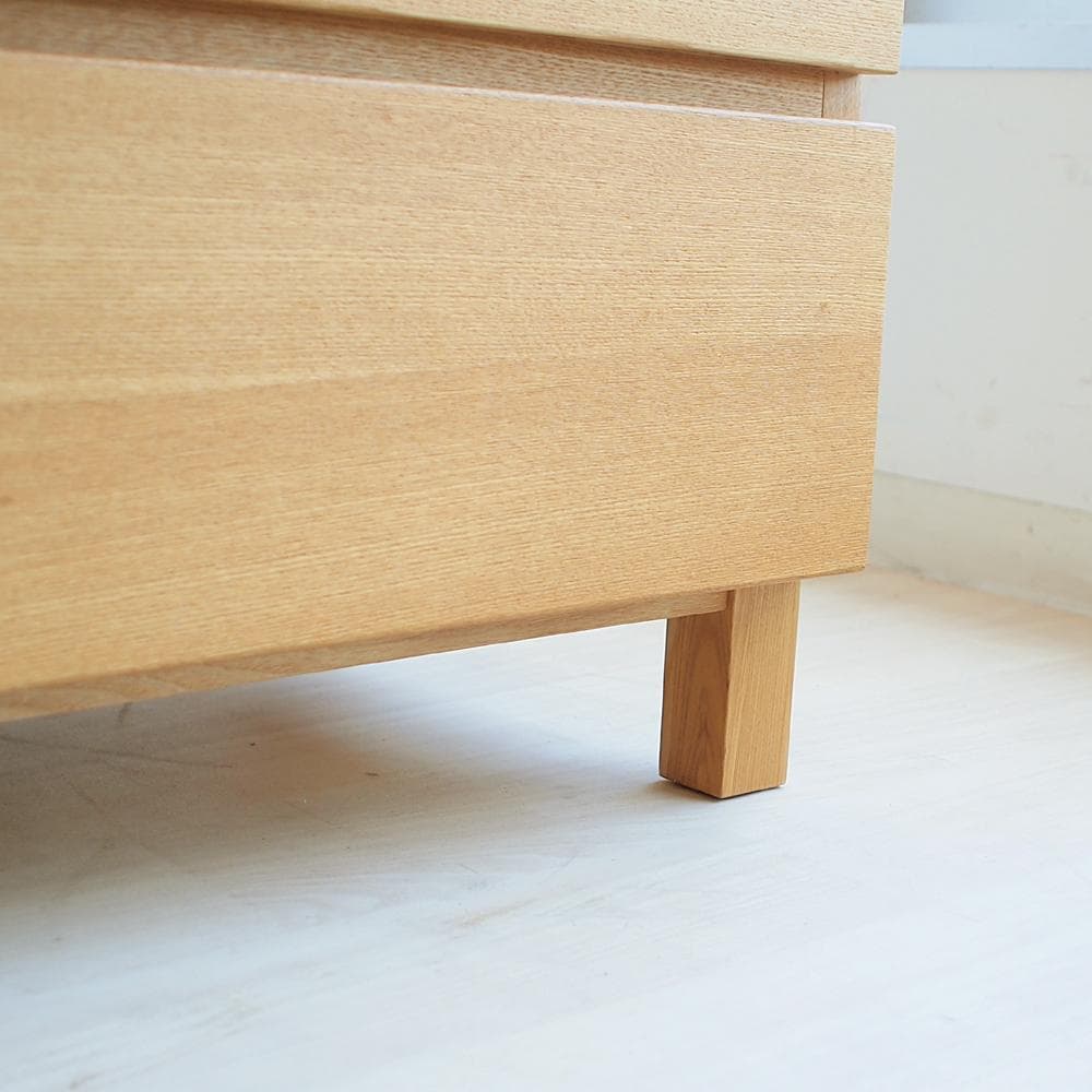 無印良品/MUJI 廃盤 タモ材 ワイドチェスト 120cm 4段 脚付き