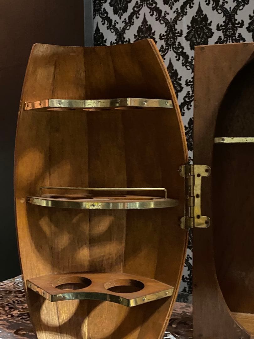 希少☆ヴィンテージ 樽型　扉 観音開きラック☆ブラウンカラー☆店舗什器☆送料込
