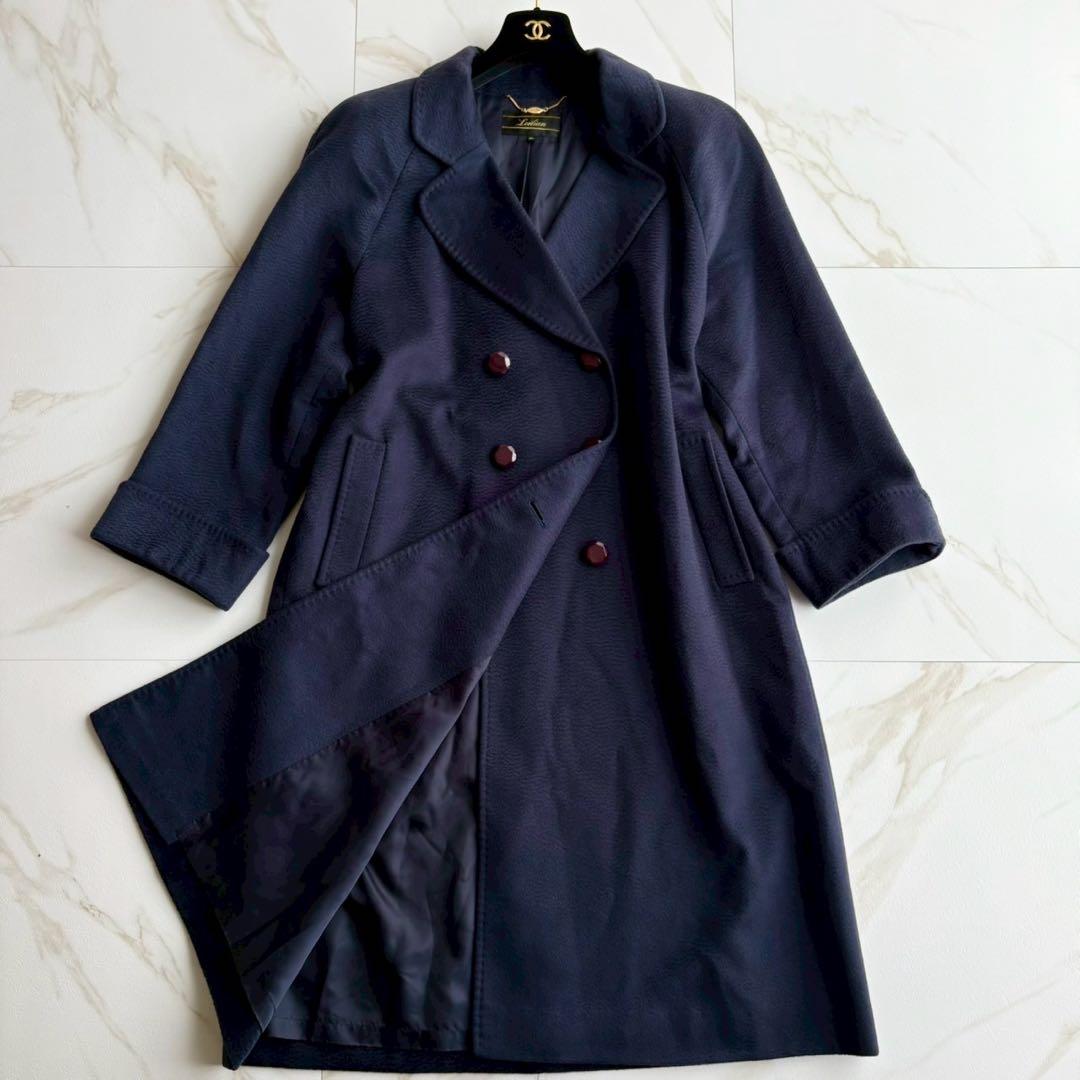 大きいサイズ13+◆美品 レリアン カシミヤ100 ロング チェスター コート