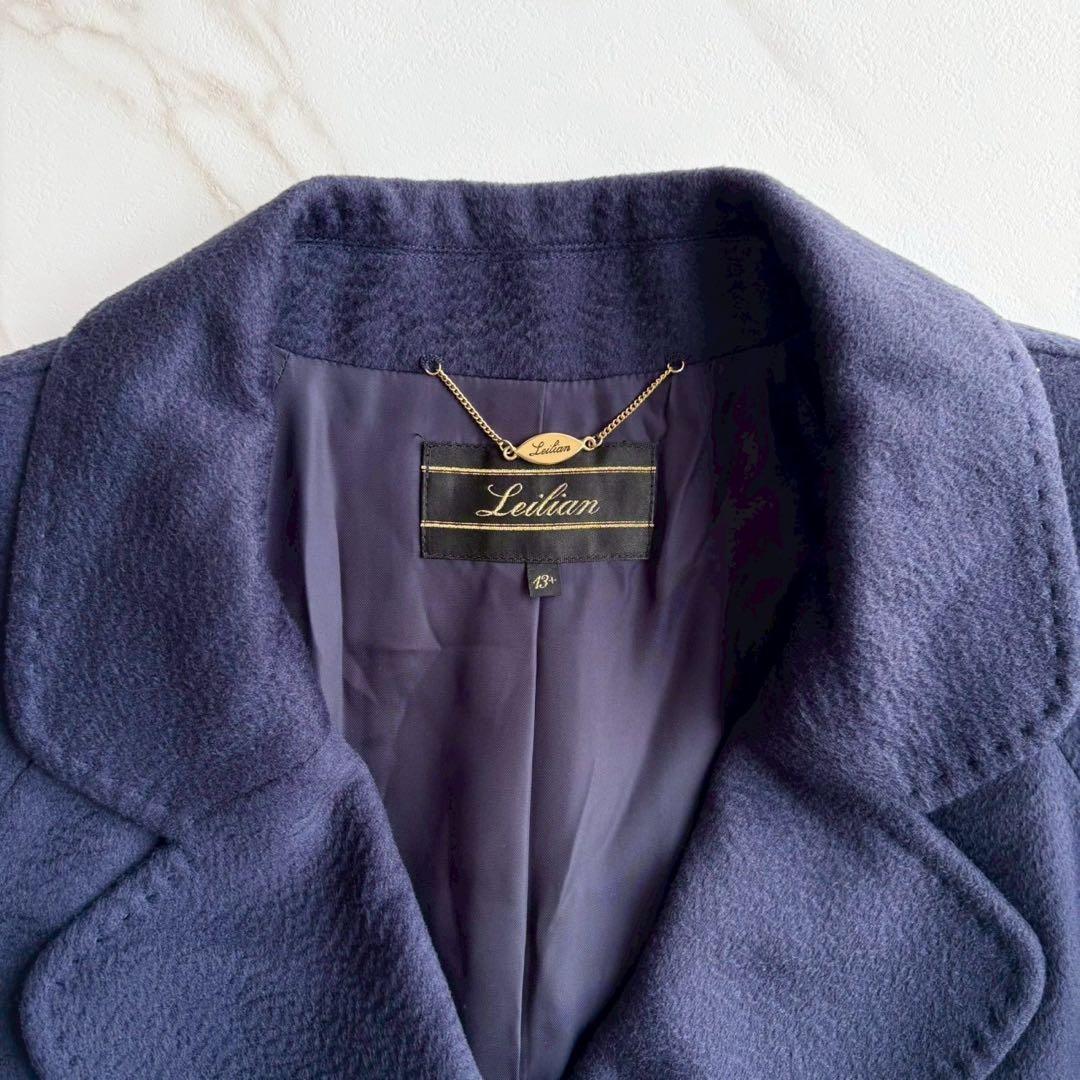 大きいサイズ13+◆美品 レリアン カシミヤ100 ロング チェスター コート