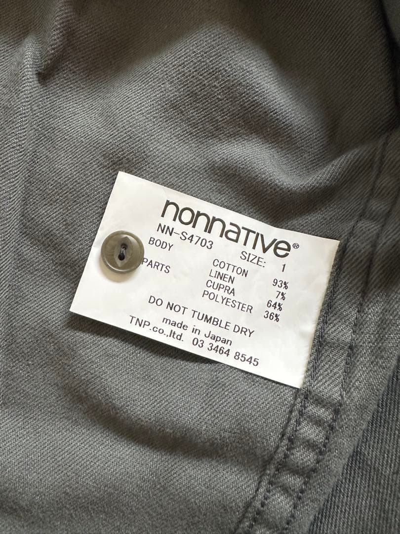 最新 nonnative WORKER ZIP SHIRT C/Li TWILL