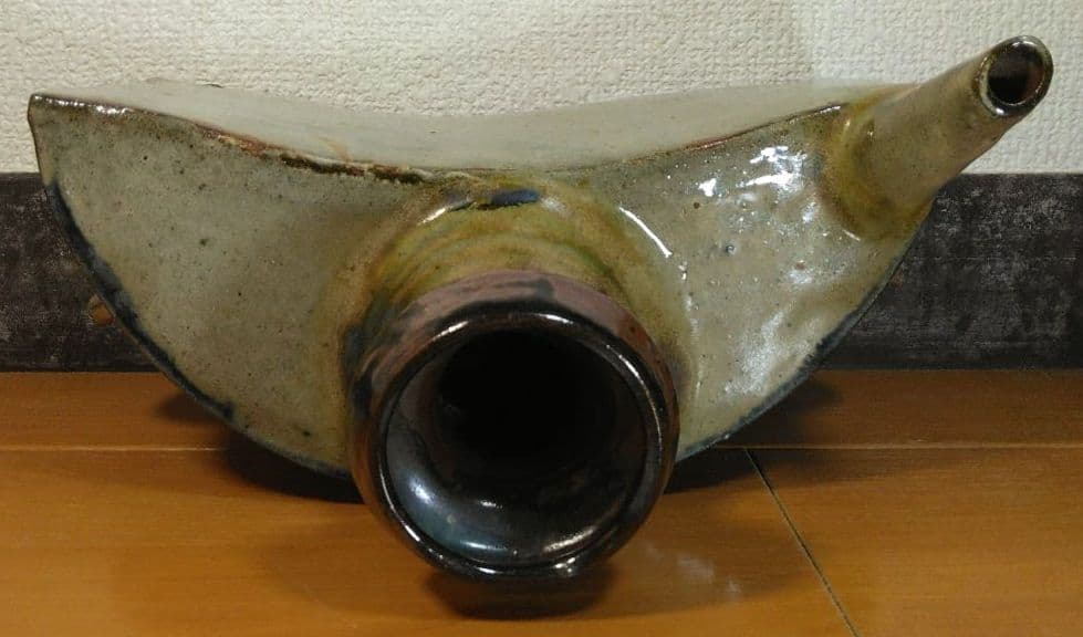 人間国宝 金城次郎 魚紋抱瓶 栞 共箱 美品 壺屋焼 壷屋焼 やちむん 大きい