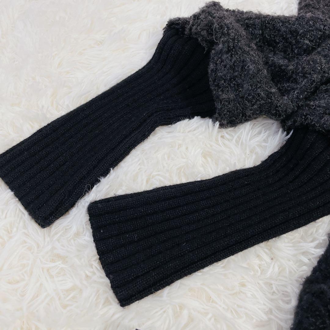 美品　イーセンセーション　異素材切替　変形ニット　ウールコート　バルーン　F