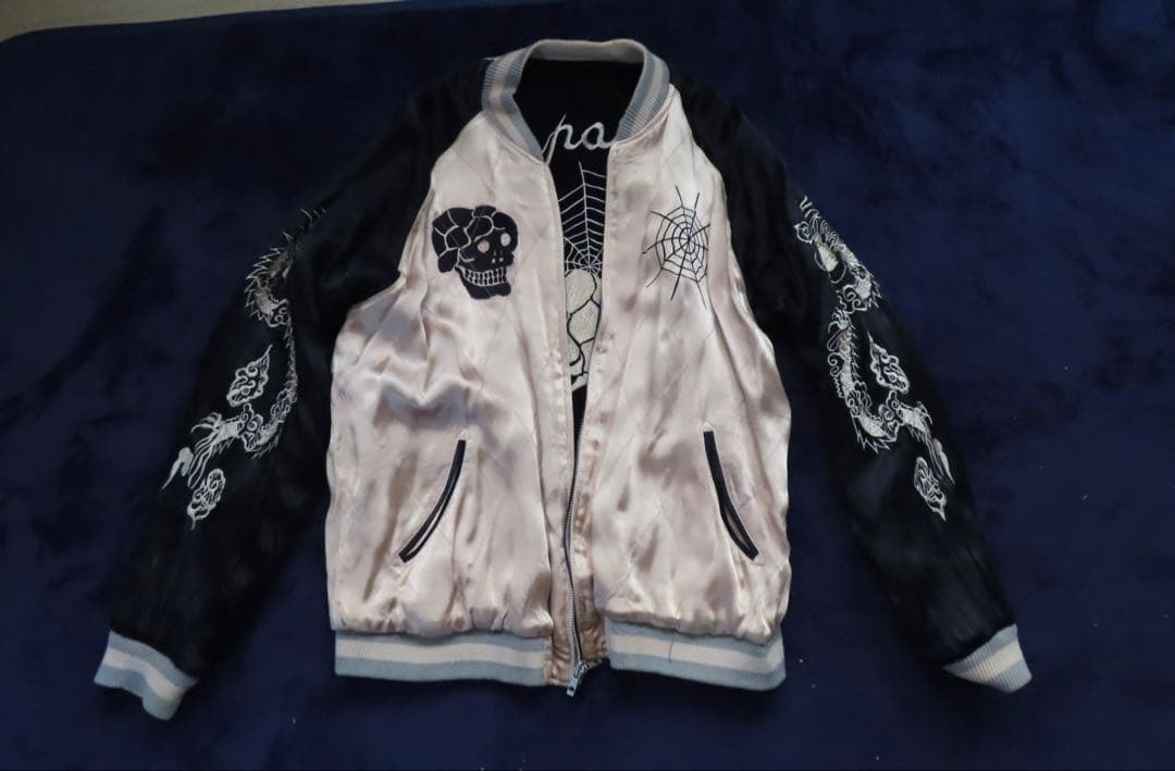 花旅楽団　スカルと蛇刺繍　スカジャン