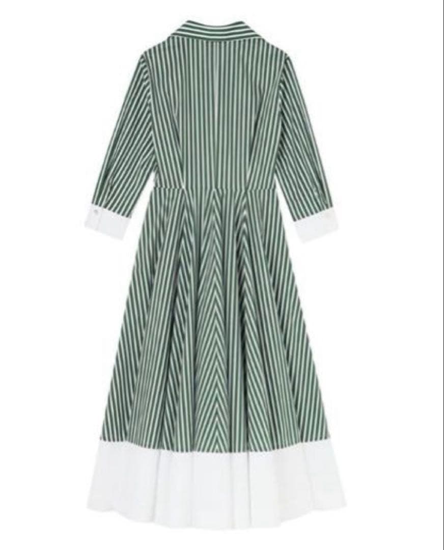 JENNEシャープ配色ワンピースMグリーン