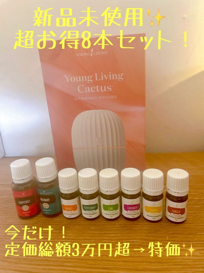 新品未使用＊ヤングリビング＊カクタスディフューザー＆オイル8本＊定価34000円