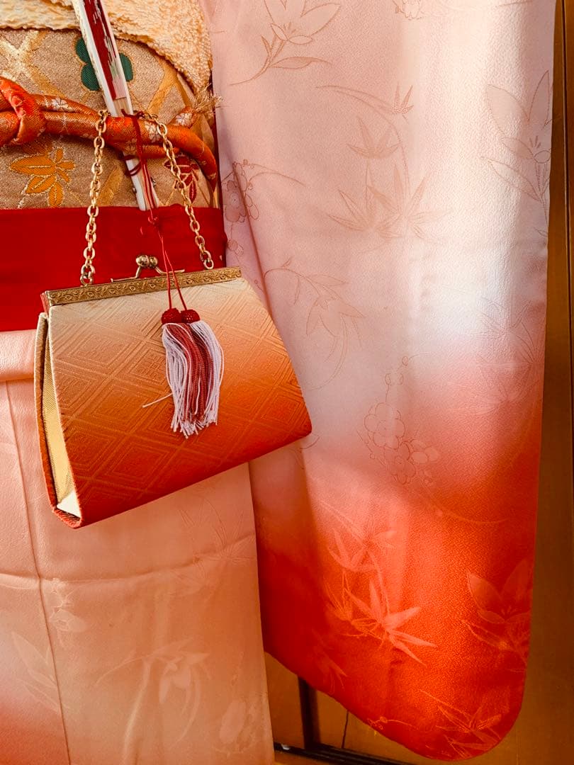 七五三　七歳の女の子のお支度　正絹手縫いのお振り袖フルセット　ハーフ成人式卒業式