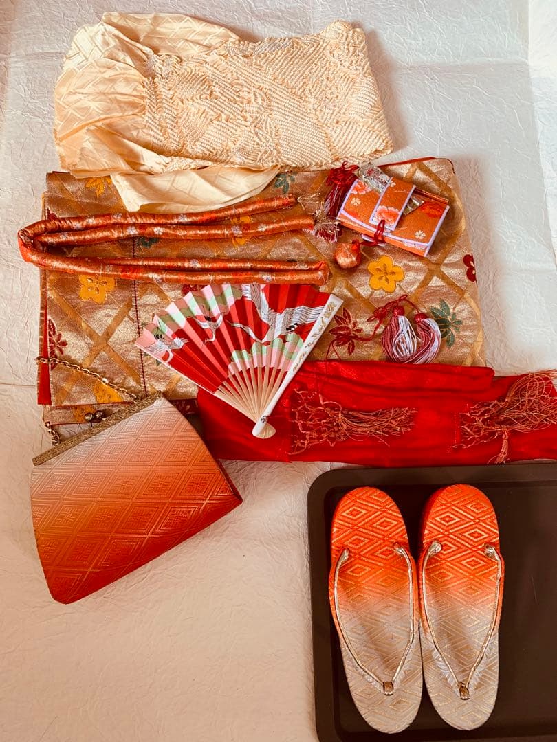 七五三　七歳の女の子のお支度　正絹手縫いのお振り袖フルセット　ハーフ成人式卒業式