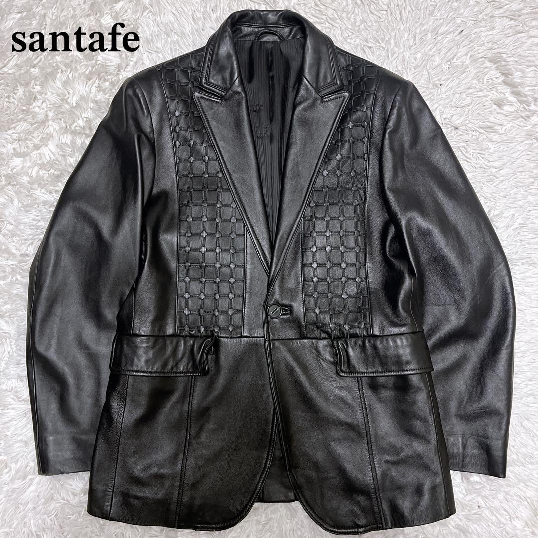 【美品】santafe サンタフェ 編み込み ラムレザージャケット テーラード