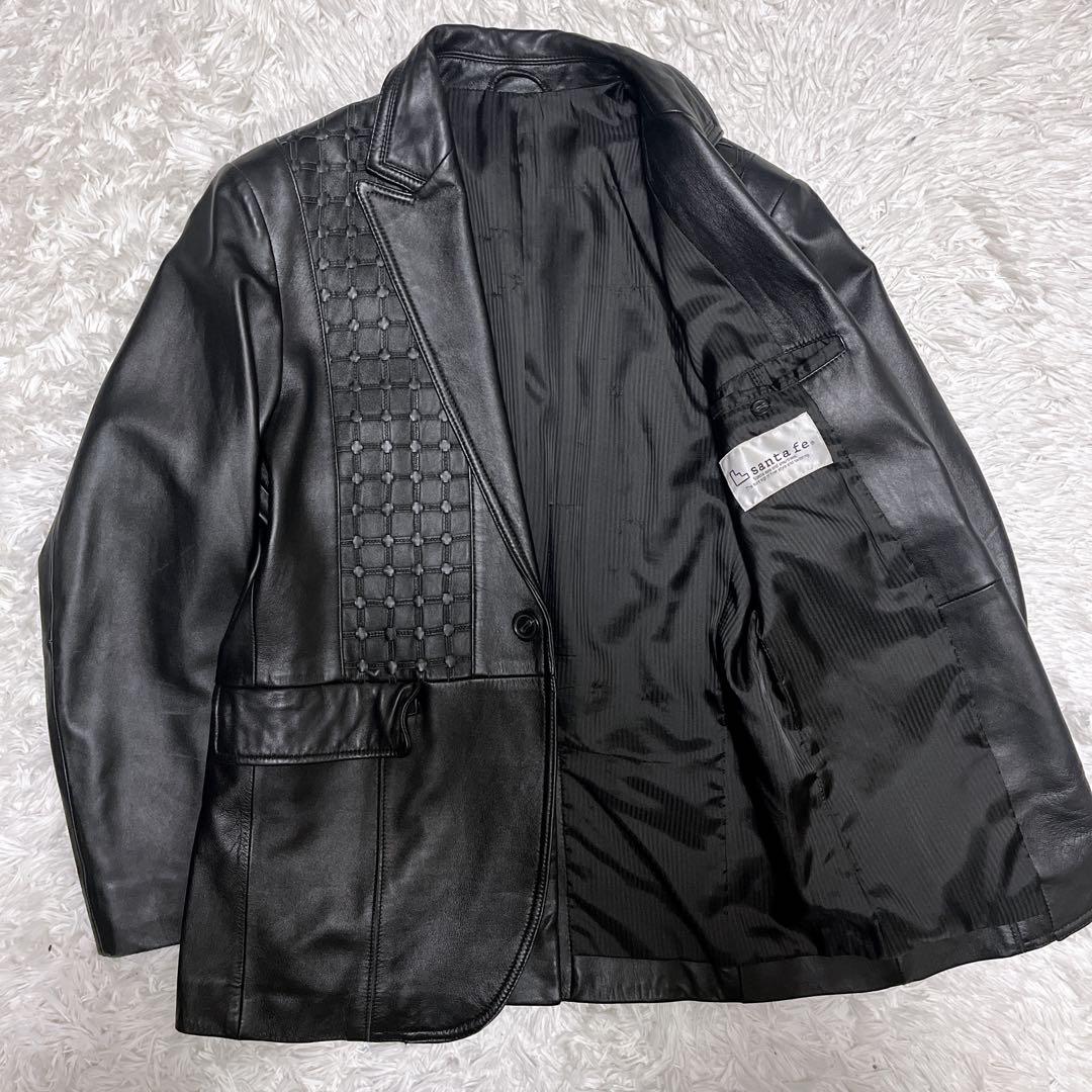【美品】santafe サンタフェ 編み込み ラムレザージャケット テーラード