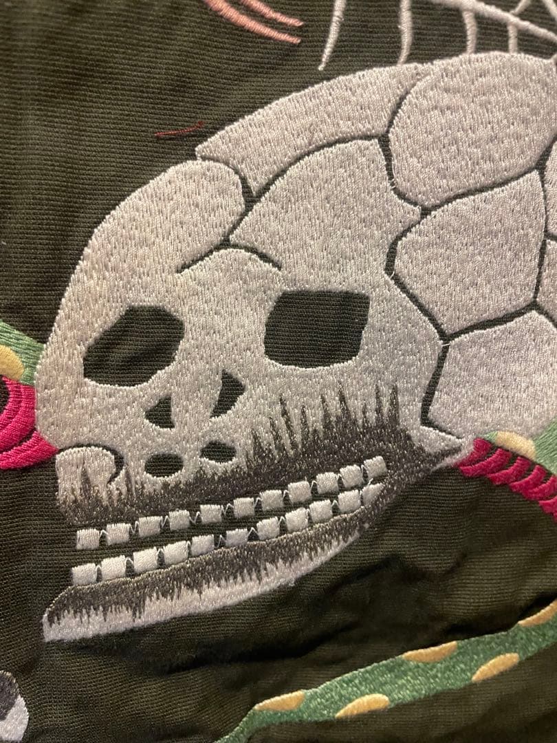 蛇髑髏（スカル＆スネーク）総刺繍 ベトジャン オリーブ