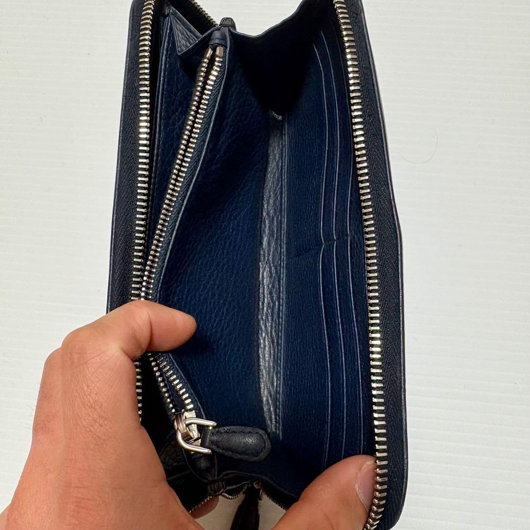 零*様 PRADA ネイビー レザー長財布