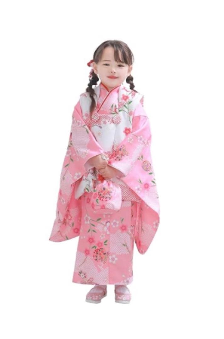 簡単着付け◎女の子 着物 セパレート 二部式 セット 753 4点セット ピンク