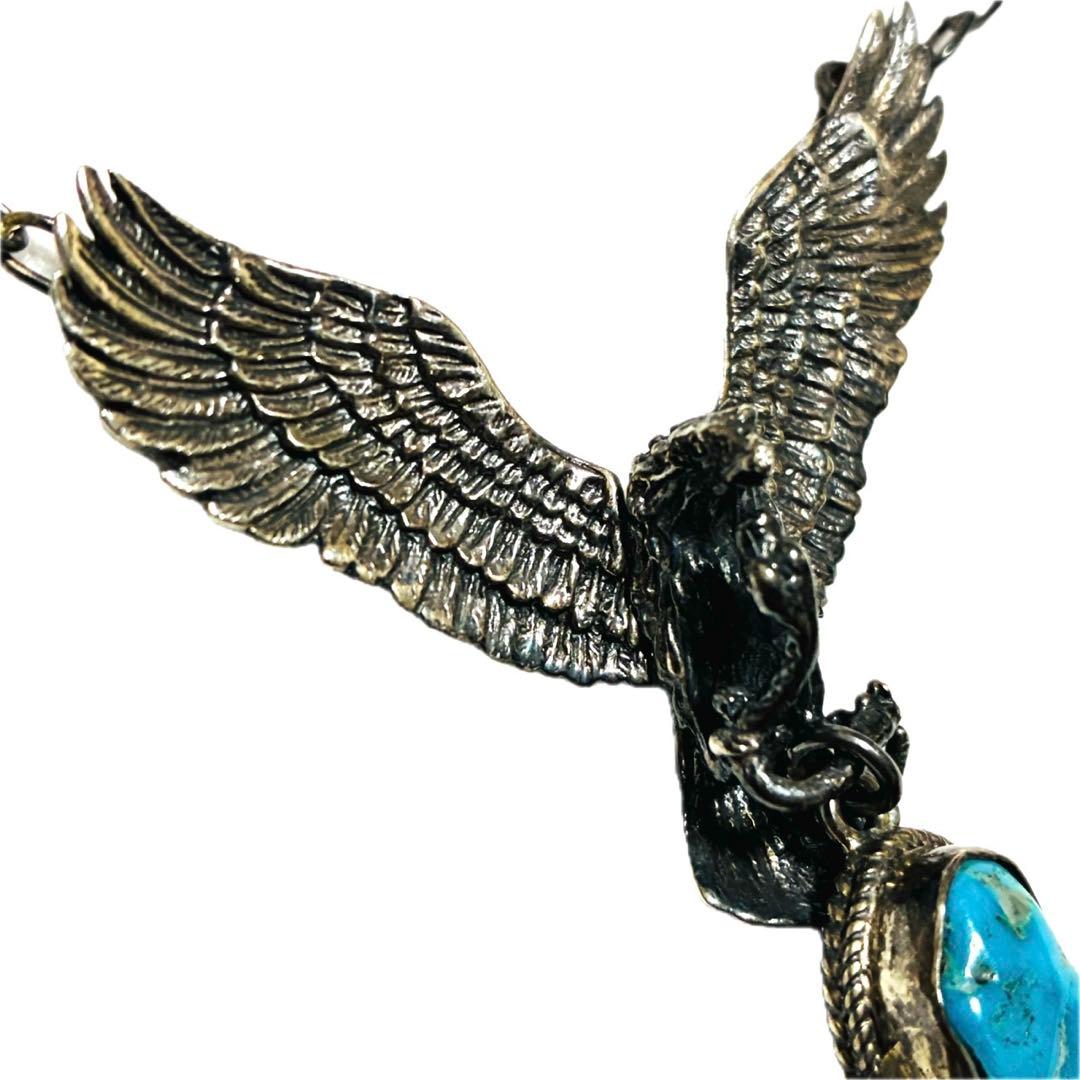 シルバー925 ネックレス　ペンダント　イーグル　スネーク　ターコイズ　フェザー
