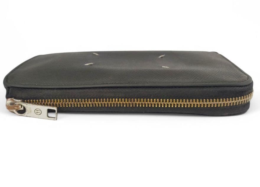 マルジェラ　長財布　ラウンド　ファスナー ステッチ　L字　ブラック　レザー