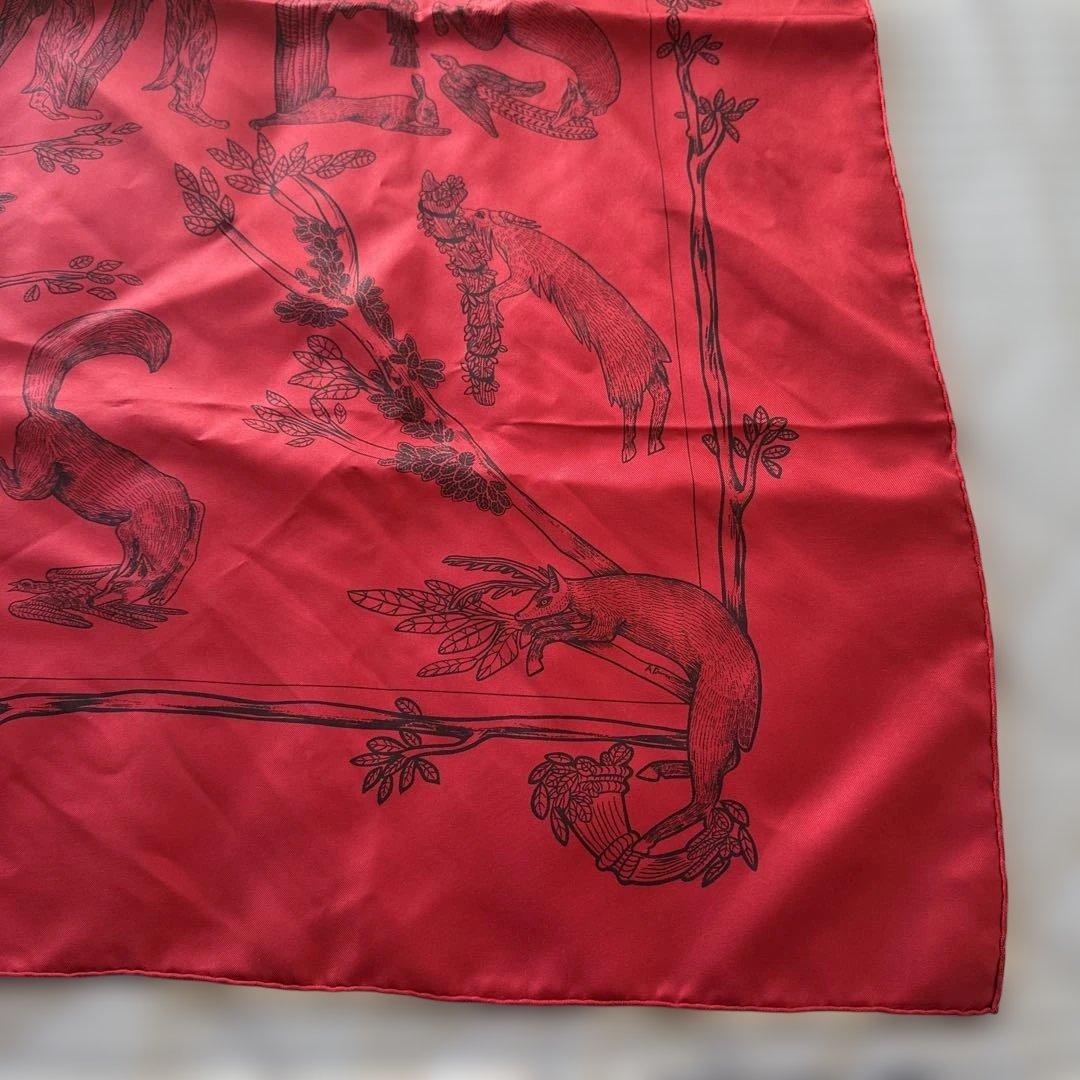 エルメス カレ90 animal Alphabet シルク スカーフ レッド