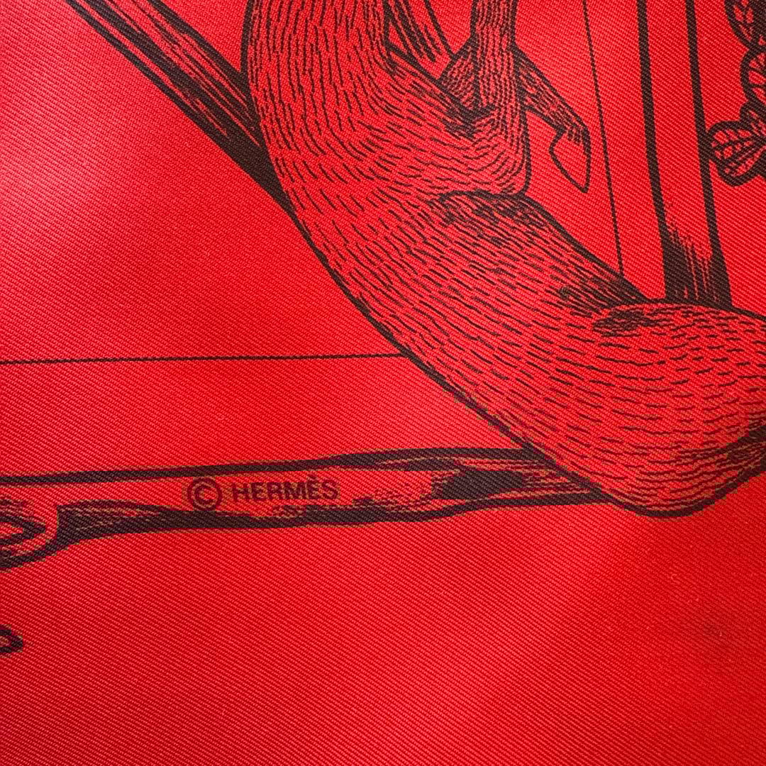 エルメス カレ90 animal Alphabet シルク スカーフ レッド