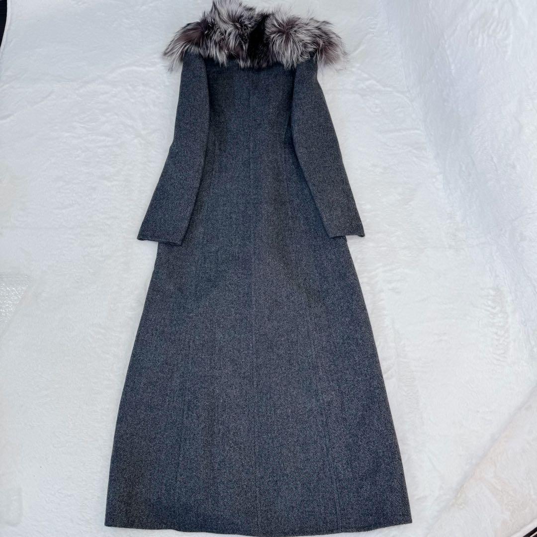 【極美品】マイケルコース　ロングコート　カシミヤ　フォックスファー　グレー　M