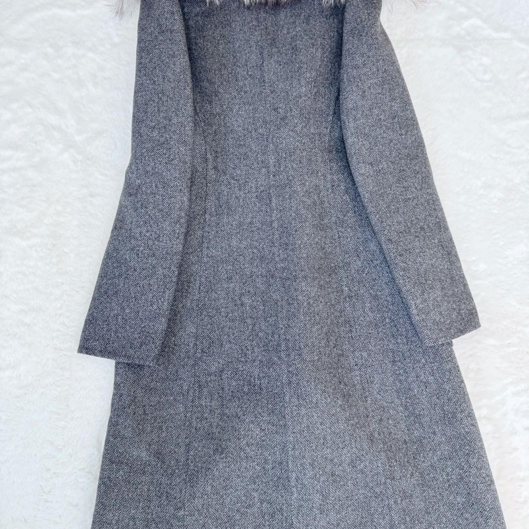【極美品】マイケルコース　ロングコート　カシミヤ　フォックスファー　グレー　M
