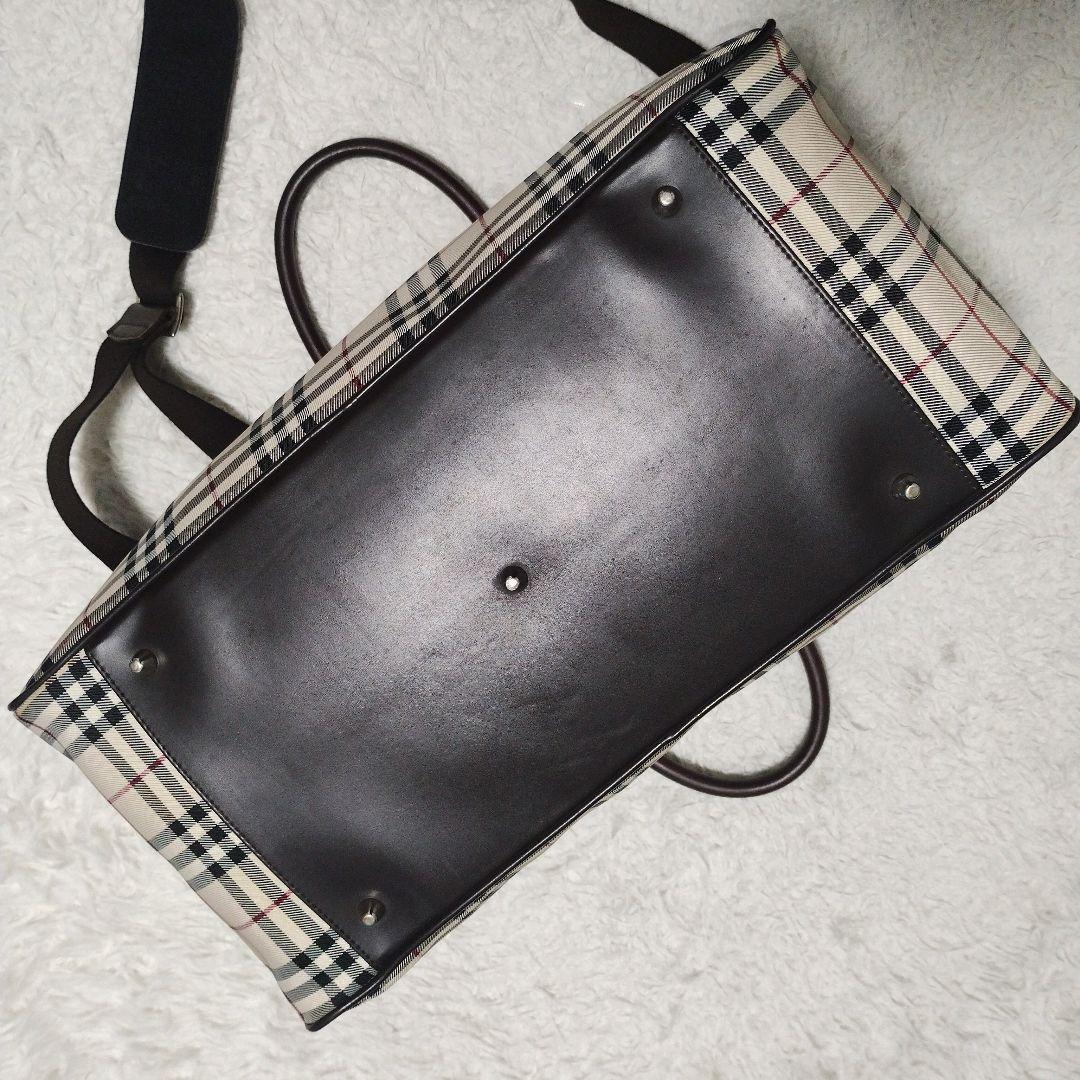 【美品】大容量 Burberry ノバチェック ボストンバッグ　2WAY レザー