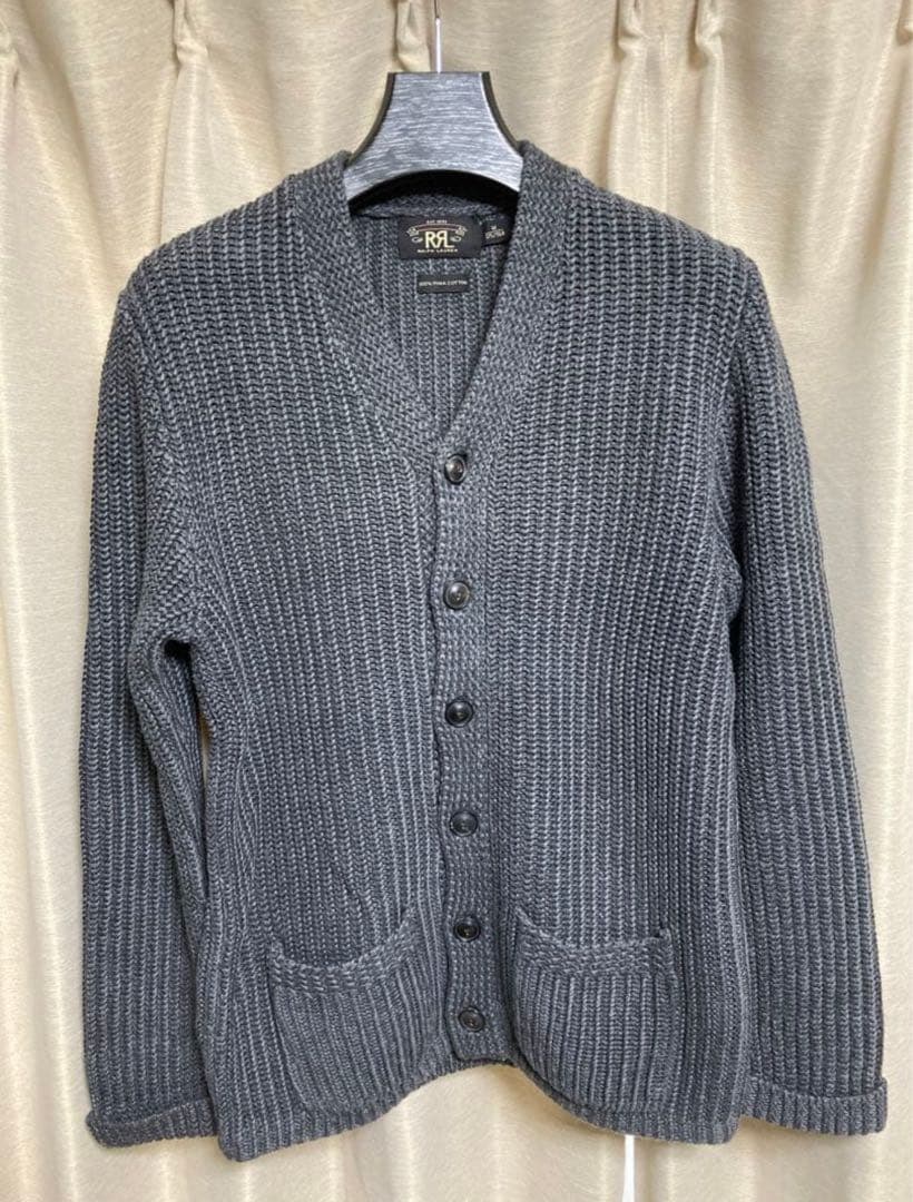 RRL カーディガン　ローゲージ　最高級　ピマコットン　リブ編み